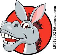 burro, cabeça, caricatura