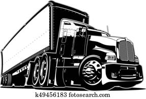 caricatura, semi caminhão