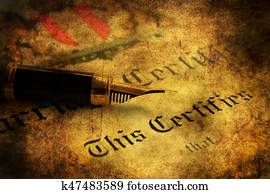 certificado de matrimonio, grunge, concepto