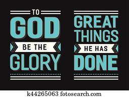 To God Be the Glory Great things He has Done Gospel Hymn Lyrics Vector Poster Set