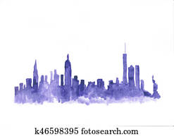 york skyline watercolor illustration cartoon background usa orleans fotosearch gograph illustrations royalty vienna barewalls nyc