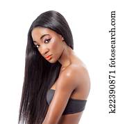 Beautiful African model with long hair