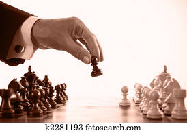 businessman playing chess game sepia tone businessman playing chess game sepia tone