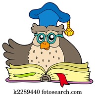 Cartoon owl teacher with book Cartoon owl teacher with book