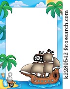 Frame with pirate ship Frame with pirate ship