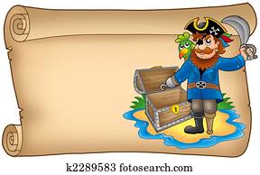 Old scroll with pirate Old scroll with pirate