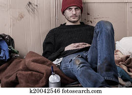 sin hogar, sucio, hombre