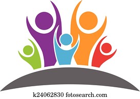 szczęśliwy, i, optymistyczny, ludzie, logo