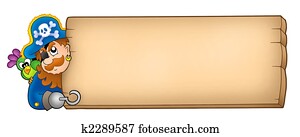 Wooden panel with pirate Wooden panel with pirate