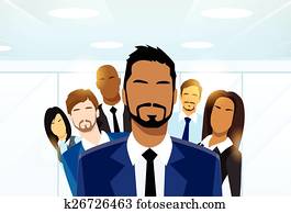 zakenlui, groep, leider, anders, team