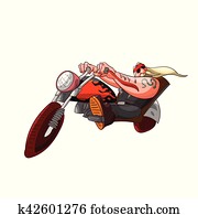 caricatura, balancim, biker