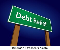 Debt Relief Green Road Sign Vector Illustration