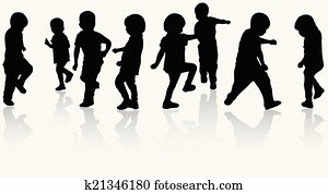 enfants, silhouettes