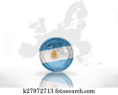 euro coin with argentinean flag on the european union map background