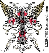 flying wing cross tribal heraldic emblem flying wing cross tribal heraldic emblem