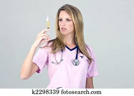 Medical Nurse with Syringe