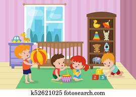 Adolescente, dormitorio, vector, caricatura, ilustración, de