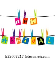 nueva llegada, mensaje, con, coloreado, pedazos, de, papel, ahorcadura, o, un, rop