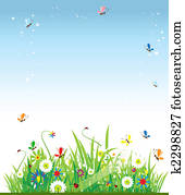 verão, prado, bonito