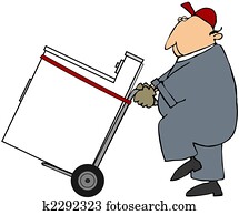 Worker Moving A Washer Or Dryer Worker Moving A Washer Or Dryer