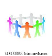 הסתובב, של, צבעוני, אנשים של נייר