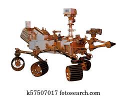 3D Rendering Mars Rover on White