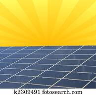 a illustration of a solar panel against sunny sky