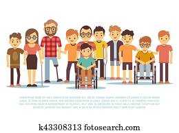 behinderten, child,, behindertes, children,, verschieden, studenten, in, rollstuhl, vektor, satz behinderten, child,, behindertes, children,, verschieden, studenten, in, rollstuhl, vektor, satz