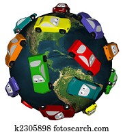 Cars Driving Around the Earth Cars Driving Around the Earth