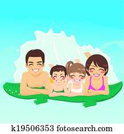 cocodrilo, tubo, vacaciones de familia