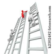 Competition concept winner reaching top