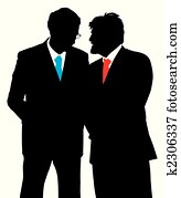 deux, hommes affaires, conversation