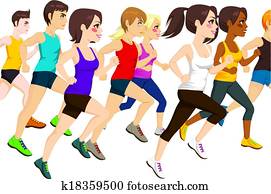 groupe, de, athlètes, courant