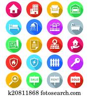 Real estate flat color icons