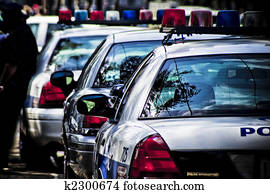 השקפה אחורית, של, אמריקאי, משטרה, מכוניות