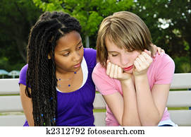 adolescente, consolar, dela, amigo