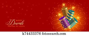 beautiful happy diwali crackers celebration banner design beautiful happy diwali crackers celebration banner design
