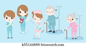 cartoon doctor with patient