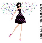 Chic Woman in a Party Dress With Confetti Chic Woman in a Party Dress With Confetti