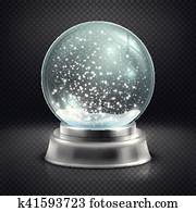 Christmas snow globe isolated on transparent checkered background vector illustration Christmas snow globe isolated on transparent checkered background vector illustration