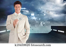 Composite image of positive businessman looking at the camera
