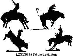 Four rodeo silhouettes. Vector illustration Four rodeo silhouettes. Vector illustration