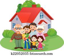 Happy cartoon family