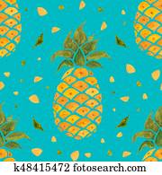 Pineapple background. Watercolor Seamless pattern. Pineapple background. Watercolor Seamless pattern.