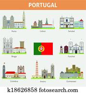 portugal., símbolos, de, cidades portugal., símbolos, de, cidades