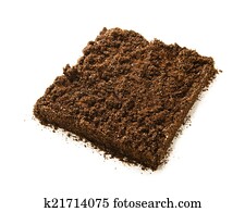 square piece of soil isolated on white