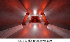 3D Illustration of a dark Interior. 3D Illustration of a dark Interior.