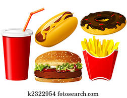 Fast food icon set