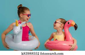 Happy children wearing swimsuit Happy children wearing swimsuit