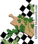 Herbs on cutting board Herbs on cutting board